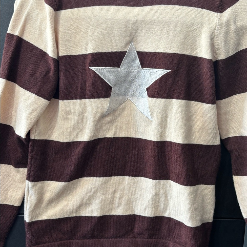 Brown and Cream Striped Sweater with Star